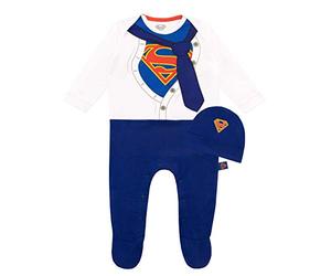 DC Comics - Dors Bien et Chapeau Ensemble - Superman - Bébé Garçon - Bleu - 3-6 Mois