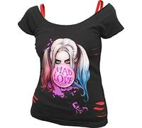 DC Comics F711-Tops-Short Sleeve T-Shirt, Black & Red, XXL Femme