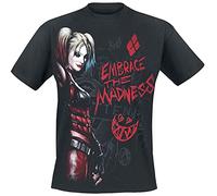 dc comics - Harley Quinn - Embrace Madness - T-Shirt avec imprimé sur Le Devant - Noir - L