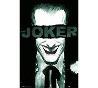 DC Comics - Joker Smile - Poster de film de cinéma - Dimensions : 61 x 91,5 cm + 2 barres d'affiche en plastique 62 cm Noir