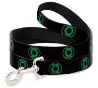 DC Comics Laisse pour animal domestique avec logo DC League of Super Pets Green Lantern Noir/vert 1,2 m de long 1,3 cm de large