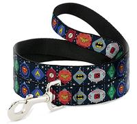 DC Comics Laisse pour Animal Domestique, Laisse pour Chien, DC Comics Justice League Ornement icônes et étoiles, 1,8 m de Long et 1,3 cm de Large