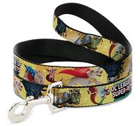DC Comics Laisse pour animal domestique, laisse pour chien, DC League of Super Pets super-héros Collage jaune, 1,8 m de long 3,8 cm de large