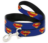 DC Comics Laisse pour chien avec logo Superman Shield Bleu Rouge Jaune 1,8 m de long 3,8 cm de large