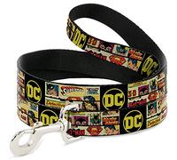 DC Comics Laisse pour Chien Vintage DC Comics Super-héros et Logos Collage Noir 1,2 m de Long 3,8 cm de Large