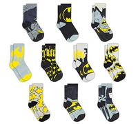 DC Comics Lot de 10 paires de chaussettes pour garçon avec Batman, Superman, Wonder Woman et Flash
