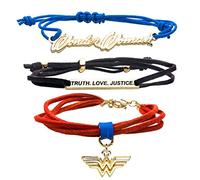 DC Comics Lot de 3 bracelets avec cordon pour femme avec logo Truth, Love, Justice & Wonder Woman