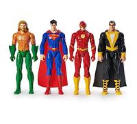 DC Comics, Lot de 4 Figurines d'action Aquaman, Superman, The Flash, Black Adam, 30,48 cm, Jouets de Super-héros à Collectionner pour garçons et Filles, à partir de 3 Ans