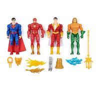 DC Comics, Lot de 4 figurines d'action Superman, The Flash, Shazam!, Aquaman - Figurines de 10,2 cm, accessoires, jouets de super-héros pour garçons et filles, à partir de 3 ans