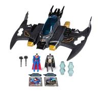 DC Comics, Metal Force Transforming Batwing, Coffret 2-en-1 avec Figurines Batman et Superman, projectiles et Cartes de Personnage, Jouet pour garçons et Filles à partir de 4 Ans