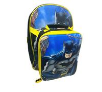 DC Comics Sac à dos Batman avec sac à déjeuner pour enfants, sac d'école, ensemble de repas isotherme assorti 2 pièces