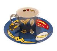 DC Comics - Set de gobelets et assiettes, logo TA10058 (taille unique) (Blanc/Bleu/Jaune)