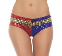DC Comics Squad Harley Quinn Deluxe Culotte à paillettes, rouge/bleu, XX-Large