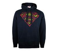 DC Comics Superman Cracked Sweat-Shirt À Capuche, Bleu (Navy Blue Navy), Large Homme