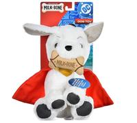 DC Comics Superman Krypto The Superdog Jouet en peluche pour chien - Jouet couineur doux avec sons froissés, cape et os de lait, 19,1 cm