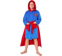 DC Comics Superman Peignoir avec Cape Enfant Garçon, 5-14 Ans, Peignoir Capuche en Polaire Douce, Super Héros Cadeau Garçon (11-12 Ans, Bleu/Rouge)