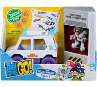 DC Comics Jouet T-Car Pizza Launcher Teen Titans Go! Véhicule avec figurine Cyborg 4 ans+