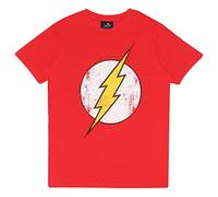 DC Comics The Flash Distressed Logo T-Shirt, Enfants, 104-182, Rot, Merce Ufficialee