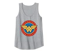 DC Comics Wonder Woman Circle Logo Débardeur, Femme, Gris Chiné, M