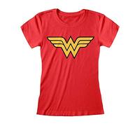 DC Comics Wonder Woman Official Logo Adults Fitted T-Shirt (Ladies) (S) Red