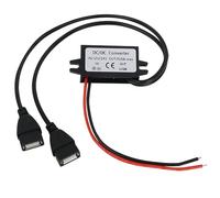 DC-DC 12V vers 5V USB Convertisseur de Tension, Adaptateur Secteur Voiture 12W 3A, Regulateur Buck Module de Conversion Étanche IP67, Transformateur Stepdown Buck Double USB