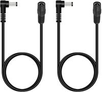 DC Extension Cable 0.5m 12V 5.5mm x 2.1mm L Shape 90° Compatible with TP-Link C520WS RLC-810A EZVIZ C3W IMOU Bullet,Deco S1900,KSIPZE LED,ULTIMEA Soundbar,Pack of 2 Black
