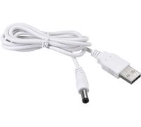 DC Power Cable USB Male to Male Jack Connectors Plug Wire [for CCTV DVR LED Strip Light]-5.5 x 2.5 mm/2 A/ White