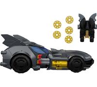 DC Premier Véhicule Batmobile Voiture emblématique de Batman pour Lutter Contre Le Crime, avec Canon Bat-Drone et projectiles, Design modulable, Compatible avec des Figurines de 16,5 cm, JNP56