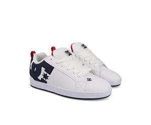 DC Shoes Baskets Court Graffik pour Homme, Blanches, Bleu Marine, Rouge, Taille 44,5 UE, White Navy Red, 44.5 EU
