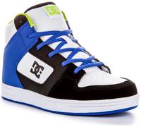 DC SHOES Manteca Demi Chalumeau Jeunesse Haut Baskets Hommes Blanc Bleu UK 3 - 6