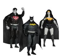 DC Super Powers Batman, Superman et Wonder Woman Black & White Accent Edition Gold Label Lot de 3 jouets McFarlane Toys