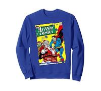 DC Superman Cover 105 Xmas Sweatshirt, Unisexe pour Adultes, Bleu Royal, L
