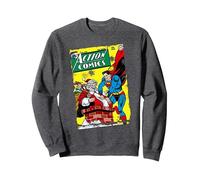 DC Superman Cover 105 Xmas Sweatshirt, Unisexe pour Adultes, Chiné Foncé, S