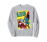 DC Superman Cover 105 Xmas Sweatshirt, Unisexe pour Adultes, Gris Chiné, S