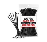 DC VOLTAGE Lot de 100 attaches de câble en nylon ultra résistantes de 450 mm x 4,6 mm, 45,7 cm, résistance à la traction de 25 kg, résistantes aux UV, pour une utilisation en extérieur
