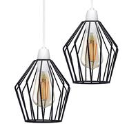 DC VOLTAGE Lot de 2 abat-jour en forme de cage métallique de 19 cm - Facile à installer - Style vintage - E27 - Pour intérieur - En fer forgé - Pour cuisine, salon, chambre à coucher