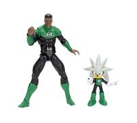 DC x Sonic Coffret de Figurines Silver et Green Lantern, sous Licence Officielle Jakks Pacific, Comprenant Une Figurine Silver de 6,35cm et Une Figurine Classique de 12,7cm