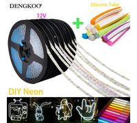DC12V 1m-10m bricolage néon séparé Silicone bande néon 6mm 8mm 12mm S pliable nouvellement Flexible bande LED LED enseigne au néon LED étanche IP67 Warm White
