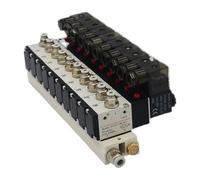 DC12V 24V AC220V Avec Électrovannes De Raccord, Électrovanne De Station De Collecteur 3V210-08 Combinaison Multidirectionnelle À 3 Ports Et 2 Positions(AC220V 6mm fittings,9 Stations)