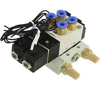 DC12V 24V Twin Pneumatic Solenoid Valve 4V110-06 Electromagnetic Valve Muffler Quick Fitting Base Set AC110v 220v Useful(12mm Fittings,DC12V)
