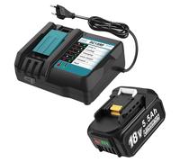 DC18RF Kit Chargeur Adaptateur Batterie pour Perceuse avec Batterie 18 V 5,0 Ah pour Makita BL1860B BL1860 BL1850 BL1840 avec Indicateur de Charge LED