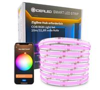 DC24V Smart ZigBee RGB COB LED Streifen 10m Kit compatible avec ZigBee Hub Bridge, Tuya Gateway et Echo Plus, commande vocale APP/Alexa, bande LED RGB COB variable en couleur et dimmable
