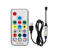 DC5-24V 17 touches USB Musique LED Contrôleur 3 broches Mini RF Télécommande pour WS2812B WS2811 5050 RGB Bande adressable individuellement 358 modes (17 touches musique USB)