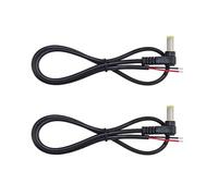 DC5521 Lot de 2 rallonges CC 1 m Fiche 5,5 x 2,1 mm vers 2 fils Câble nu coudé à 90° 22 AWG Extrémité ouverte Câble d'alimentation pour moniteurs, bandes lumineuses LED, caméras de surveillance
