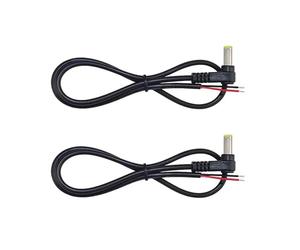 DC5521 Lot de 2 rallonges CC 1 m Fiche 5,5 x 2,1 mm vers 2 fils Câble nu coudé à 90° 22 AWG Extrémité ouverte Câble d'alimentation pour moniteurs, bandes lumineuses LED, caméras de surveillance