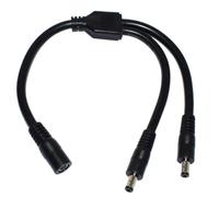 DC5525 Câble répartiteur d'alimentation 1 femelle vers 2 mâles 5,5 mm x 2,5 mm Cordon de connecteur pour bandes LED et caméras de vidéosurveillance Cordon adaptateur d'alimentation 23 cm