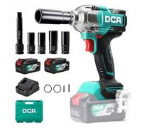 DCA 20V hocs sans Balais Couple max. 682 N·m pour Écrouss de Roue | 1/2" Entraînement Carré, 4 Modes, 2×4,0 Ah, Smart Loosen, Design Compact, Éclairage LED pour Réparation Automobile, ADPB520