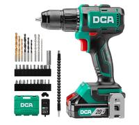 DCA Perceuse à percussion sans fil 20V Brushless, 55Nm de couple max, mandrin tout métal 13mm, 18+1+1 réglages de couple (0-450/1800 tr/min), design compact avec batterie 2 * 2.0Ah et chargeur