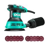 DCA Ponceuse Excentrique 300W, 6 Vitesses 12000RPM Ponceuse Orbitale, avec 0.3L Collecteur de Poussière, 10Pcs 125MM Disque Abrasif pour Surfaces en Bois et Acier, Ponçage et Polissage du Bois, DIY