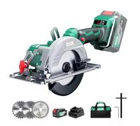 DCA Scie Circulaire Mini Sans Fil - 2 Vitesses 6700/4200 RPM | 20V 4,0Ah Batterie, 3 Lames Ø125mm et Rail Guide, Profondeur Coupe 45mm(90°)/33mm(45°), Pour Bois, Plastique, PVC